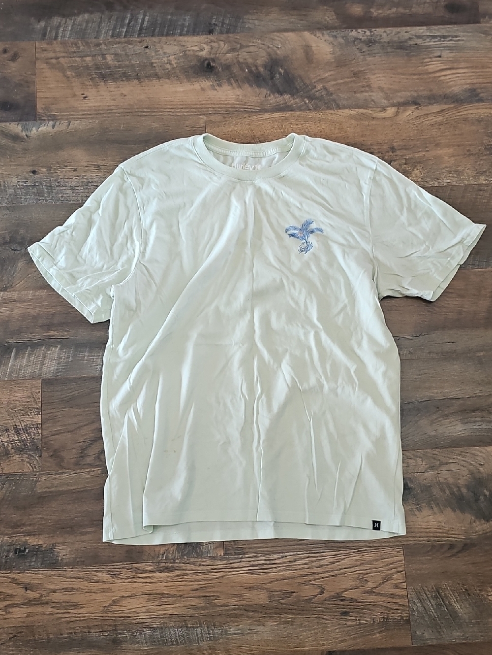 Hurley Light Green Tee with Blue Palm Detail